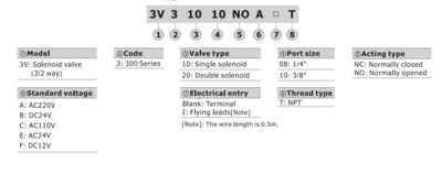 3V32010BIT AIRTAC CONTROL VALVE, 3V3 SERIES, DOUBLE SOLENOID<BR>3 WAY 2 POSITION 24 VDC, 3/8"NPT, HARDWIRED